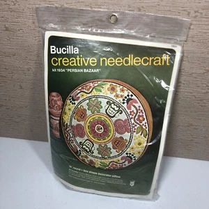 VTG Bucilla Persian Bazaar Pillow Kit 1934 Crewel Embroidery Colorful 70s Unused - Picture 1 of 9