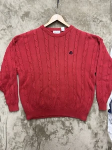 IZOD Cable Knit Sweater Mens XL Red Christmas Classiccore Holiday Winter Dad - Picture 1 of 11