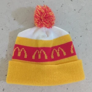 MCDONALDS VINTAGE BEANIE KNIT HAT YELLOW RED WHITE RONALD KIDS - Picture 1 of 5
