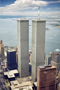 Poster fotografico vista aerea originale World Trade Center torri gemelle stampa senza smog - Foto 1 di 1