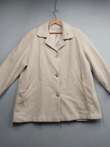 Vintage Winter Time Herman Kay 100% Wool Peacoat Womens Sz 16 Tan Colared Lined - Picture 1 of 8