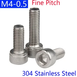 M4 - 0.5 Fine Thread 304 Stainless Steel Socket Head Caps Screws Metric Bolts - Picture 1 of 4