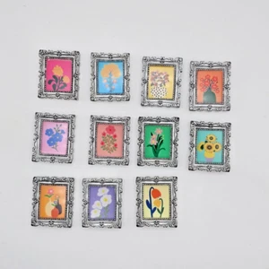 Miniature Floral Picture Frame 5pc Assorted - 1:12 Scale - US Shipper - Picture 1 of 2