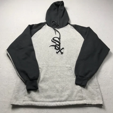 VINTAGE Chicago White Sox Hoodie Mens Small Gray Black Lee Sweatshirt MLB 90s Cover