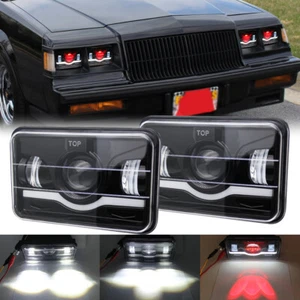 For 82-87 Buick Regal Grand National 4X6 LED Headlights Hi/Lo Beam Red Angle eye - Picture 1 of 10