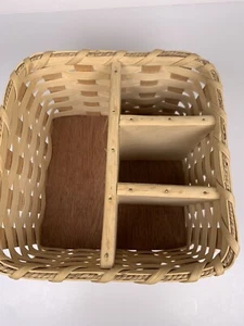 Wicker Office Spinning Organizer with Dividing Bins 9”x9”x6” Deep Color: Tan - Picture 1 of 6