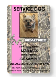 Realtree Pink Service Dog/Emotional support/Therapy Dog ID card - Picture 1 of 1