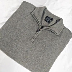 Jos. A. BANK Travelers Collection Mens Sweater M 100% Cashmere Olive 1/4 Zip - Picture 1 of 7