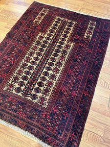 Vintage Balouchi Handgeknüpfter Teppich | 3 Fuß 4 Zoll x 4 Fuß 4 Zoll Traditioneller Wollteppich - Bild 1 von 6