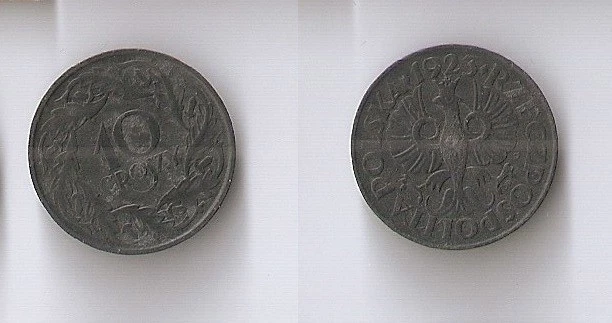 Poland 10 groszy 1923  zinc, High grade!!!! - Image 1 of 1
