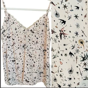The Kooples Womens Size M Silk Lace Trim Camisole Blush Witch Theme Whimsygoth - Picture 1 of 8
