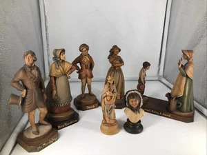 Lot Of 7 Anri Italy Wooden Figures David Dora Murdstone Mary   - Picture 1 of 8