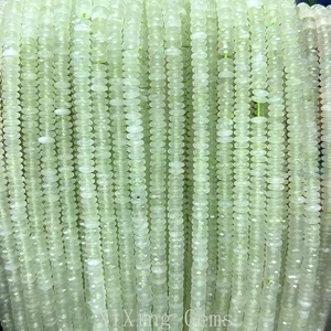 Cuentas espaciadoras de rondelle prehnita verde facetadas naturales de 2x5 mm para hacer joyas - Imagen 1 de 6