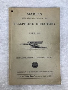 Vtg 1952 Marion Ohio And Nearby Communities Telephone Directory Phone Book - Picture 1 of 9