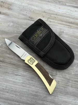 80s VINTAGE US Forest Service GERBER 97223  OREGON USA POCKET  KNIFE  BRASS WOOD - Image 1 of 4