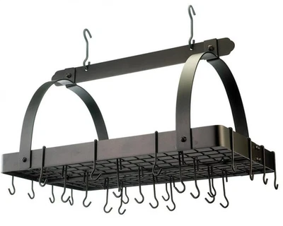 Rectangular Hanging Pot Rack with Grid & 24 Hooks - Image 1 of 2