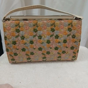 50er 60er Jahre Stylecraft Miami Nadelspitze Blumen Handtasche LESEN - Bild 1 von 24