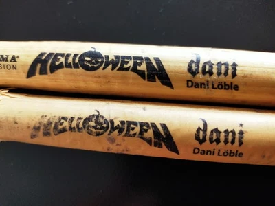 HELLOWEEN- DANI LÖBLE - 2 Drumsticks -Hard played by Helloween Drummer ! - Image 1 of 4