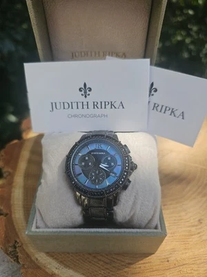 Швейцарский хронограф Judith Ripka наручные часы черный кристалл швабра черный из нержавеющей стали - Изображение 1 из 4