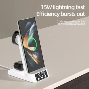 Station de charge sans fil horloge LED pour appareils et accessoires Samsung - Photo 1 sur 14
