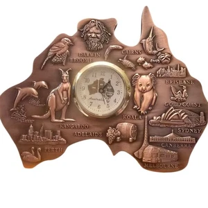Orologio da parete mappa Australia vintage souvenir punti di riferimento animali città decorazione regalo - Foto 1 di 11