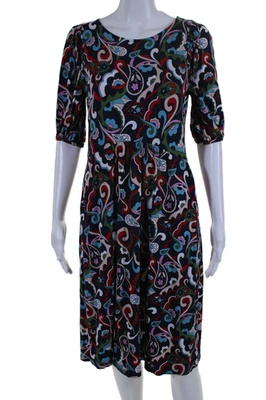 Vestido de mujer Boden elástico estampado cachemir cuello redondo manga larga azul marino talla 8R Foto 1 de 4