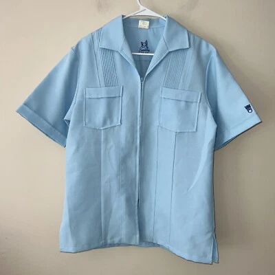Vintage Iolani Hawaii Executive Light Blue Zip Down Camp Shirt Size Medium Aloha - Image 1 of 4