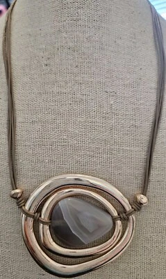 Lovely Rosegold Layered Agate Statement NECKLACE Abstract - Изображение 1 из 3