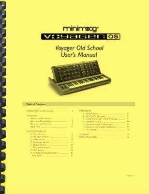 Moog Minimoog Voyager OLD SCHOOL Sintetizzatore Analogico MANUALE DEL PROPRIETARIO - Immagine 1 di 3