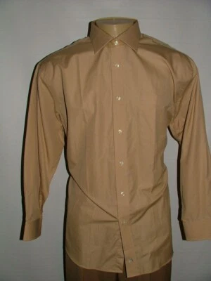 CAMISA DE VESTIR NUEVA WT BACHRACH TALLA 17 1/2 32/33 TOSTADA SÓLIDA #135 Foto 1 de 4