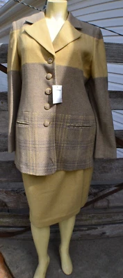 1980-90s NOS Apart (Spiegel) Mujer Mezcla Lana Falda Traje Gris Marfil Talla 10/12  Foto 1 de 4