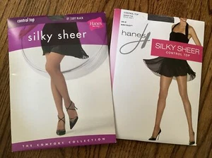 Hanes Silky Sheer Control Top Pantyhose, Size EF, 1 Soft Black, 1 Barely Black - Picture 1 of 8