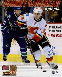 Johnny Gaudreau Calgary Flames Signed Autographed 1st NHL Game Goal Montage 8x10 - Picture 1 of 1