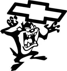 FOR TASMANIAN DEVIL DECAL 24" After Market door hood FITS BOW TIE CHEVY window - Foto 1 di 2
