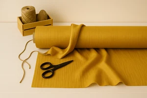 Gold (Metallic) Cotton-Linen Fabric by the Yard – Linen Apparel, Décor & Crafts - Picture 1 of 10