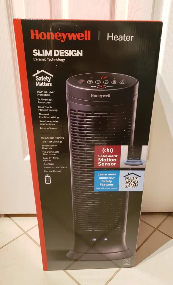 Honeywell Digital Ceramic Tower Heater with Motion Sensor Black