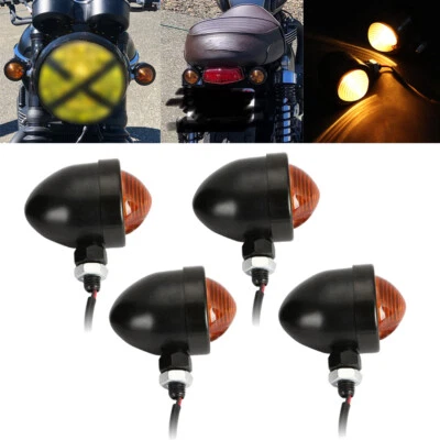4x Motorcycle Bullet Turn Signals Blinker Lights For Yamaha V Star 650 950 1300 - Image 1 of 4