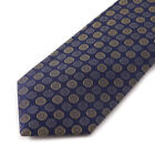 Nwt $295 Cesare Attolini Navy Blue Dotted Medallion Pattern Silk Tie