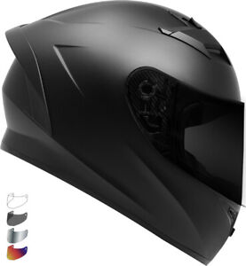 Full Face GDM Venom Motorcycle Helmet DOT Matte Black + SHIELD OPTIONS