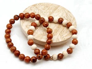 Set of Two Jasper Beaded Bracelets, Jasper & Natural Wood Stretch Unisex Stretch - Picture 1 of 11