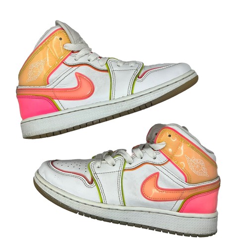 Nike Air Jordan 1 Mid GS Edge Glow White Pink Blast CV4611 100 giovani taglia 4 anni