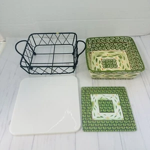 Temptations Old World Green 1.5 qt. Square Baker Cover Trivet Stand - Picture 1 of 18