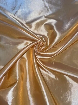 1 METER GOLD PLAIN SMOOTH TAFFETA BRIDAL/CURTAIN FABRIC 58” WIDE - Image 1 of 2