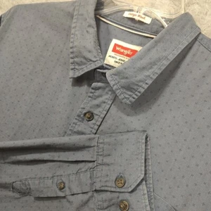 Camicia Wrangler uomo XL manica lunga modello blu vintage bottoni lavaggio 100% cotone - Foto 1 di 14