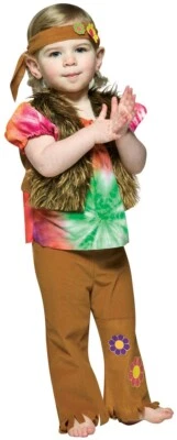 Disfraz Hippie Gal Niña Años 60 Flor Niño Groovy Elegante Halloween Niño Foto 1 de 2