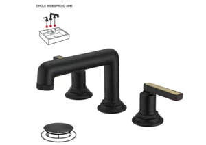 BWE 8 in. Widespread Double Handle Black Bathroom Faucet In Matte Black - Picture 1 of 1