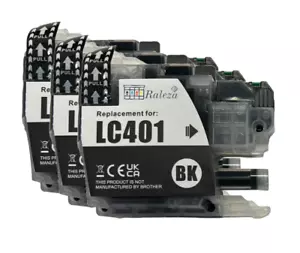 3 Pack Compatible LC 401 Black Ink Cartridge for MFC-J1170DW MFC-J1012DW - Picture 1 of 1