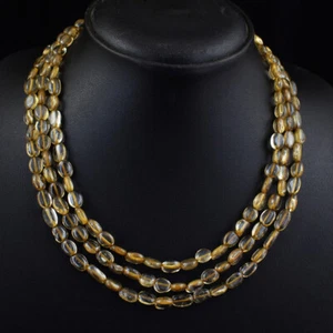 Oval Shape 291 Cts Earth Mined 3 Strand Smoky Quartz Beaded Necklace SK 41N487 - Picture 1 of 6