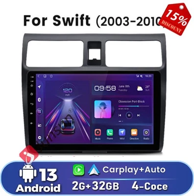 2+32GB Android13 Car Radio GPS Navi SWC Carplay BT FM For SUZUKI SWIFT 2003-2010 Foto 1 de 4