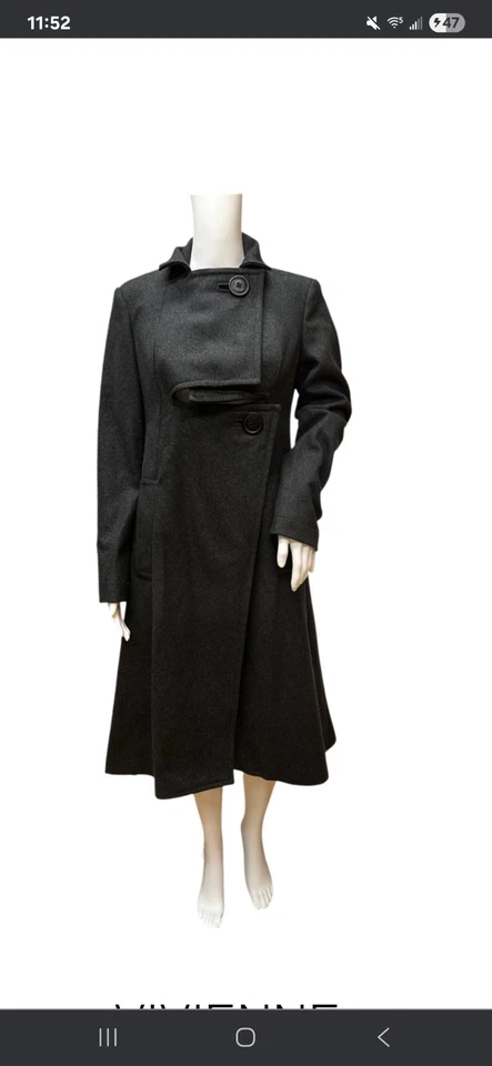 Vivian Westwood 复古 Tarten 长灰色羊毛大衣现代朋克新浪潮尺寸 42 意大利 — 第 1/4 张图片